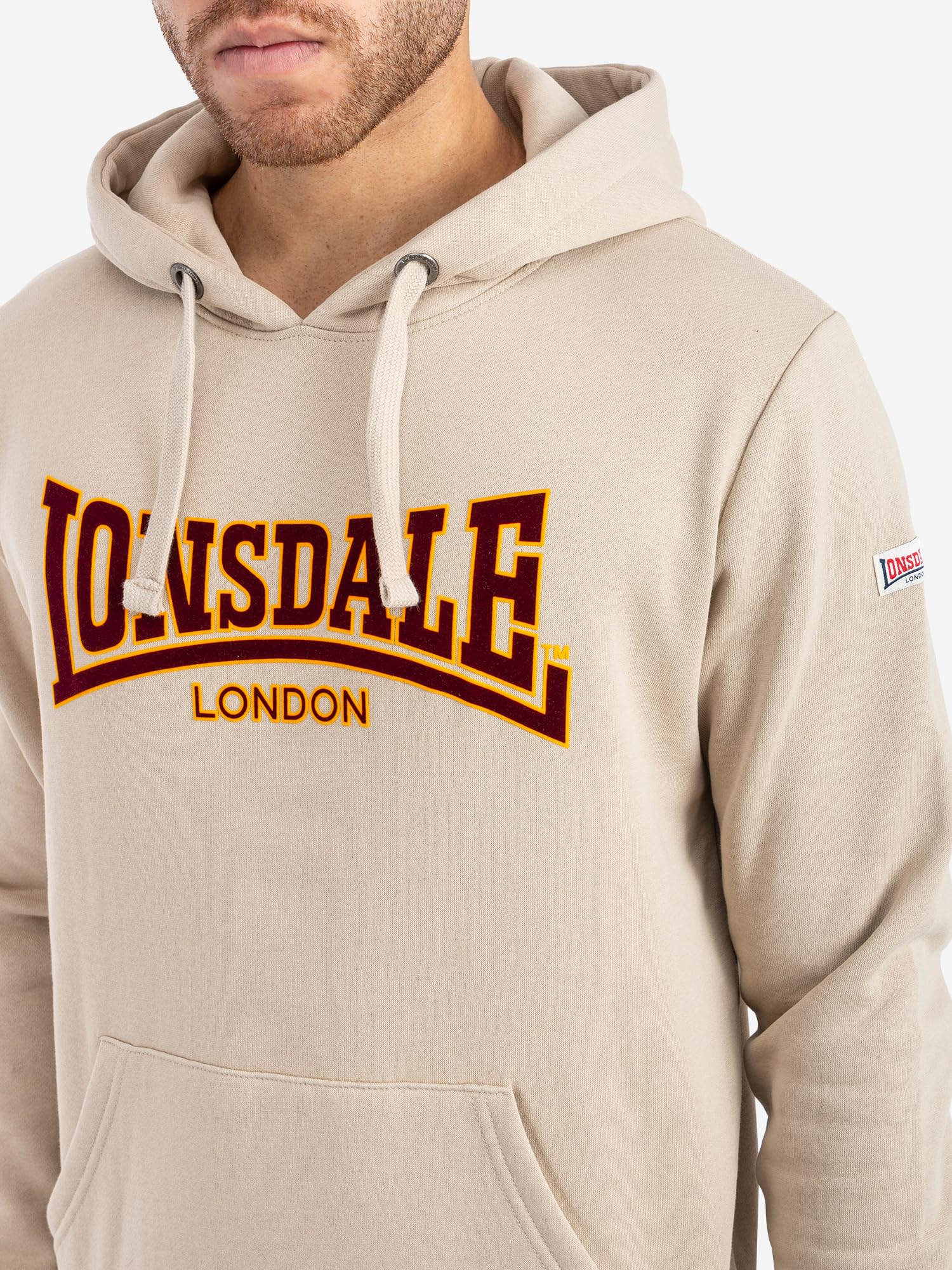 Lonsdale M?ska bluza z kapturem, Sand, L