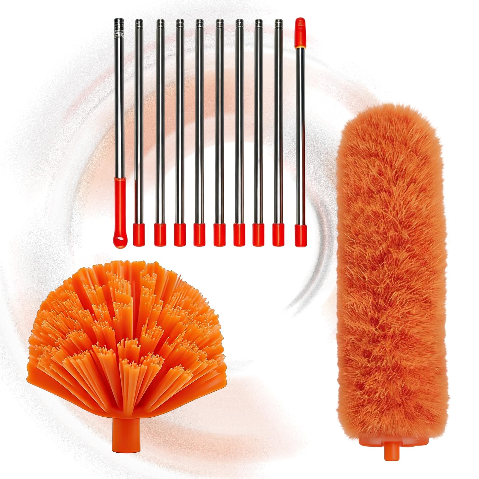Cepillo de mango largo para techos, persianas y zócalos, construcción de acero inoxidable, almohadilla de microfibra, cepillo extendido