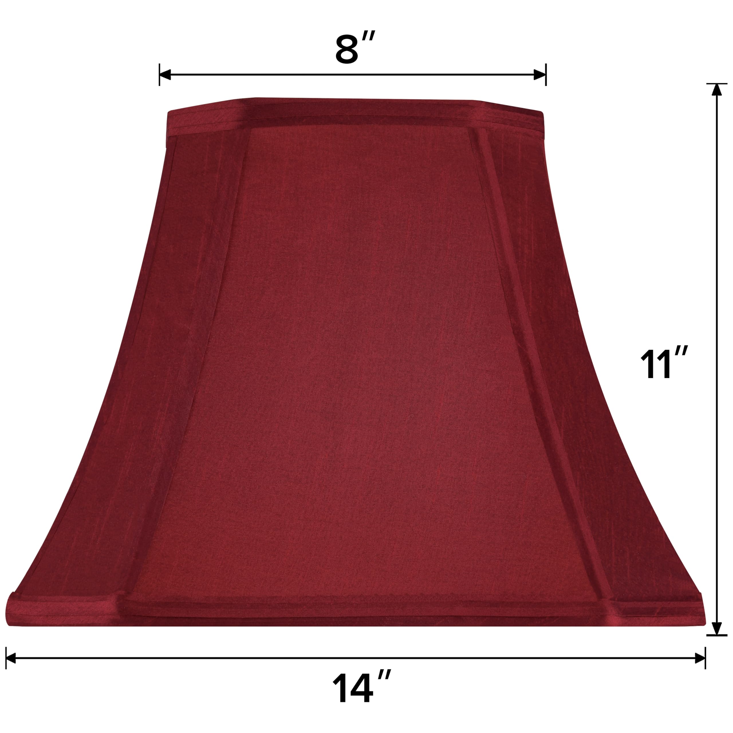 GO&SO Burgundy Lamp Shade Square Cut Corner for Table Lamp and Floor Lamp, 8x14x11 Inch Medium Natural Faux Silk, Easy Assembly Required (Single) Red Modern & Victorian Lampshade Replacement