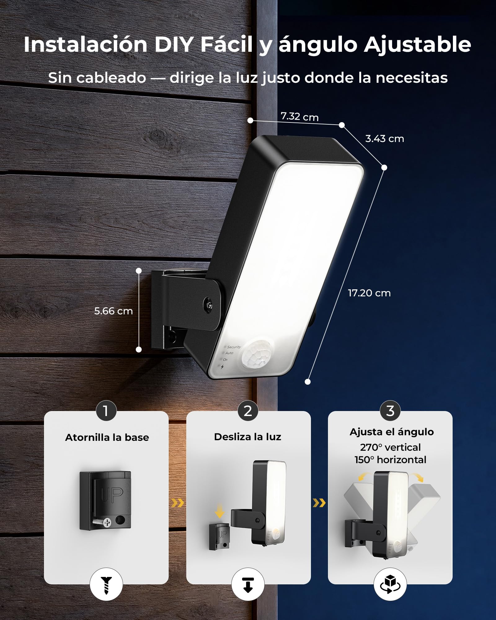 2 Piezas Luz LED Exterior con Sensor de Movimiento 12000mAh, Aplique Pared Recargable Exterior Interior con Control Remoto, 3 Tonos, Regulable, Lámpara Seguridad Impermeable IP65 para Jardín, Trastero