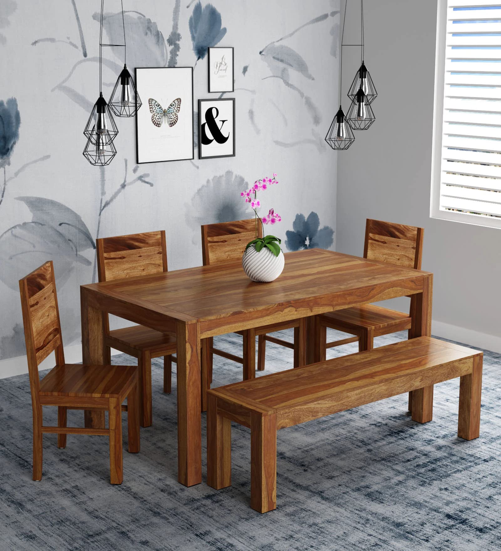 Buy KD FURNITURES Dining Table 6 Seater with Chair Dining Table Set