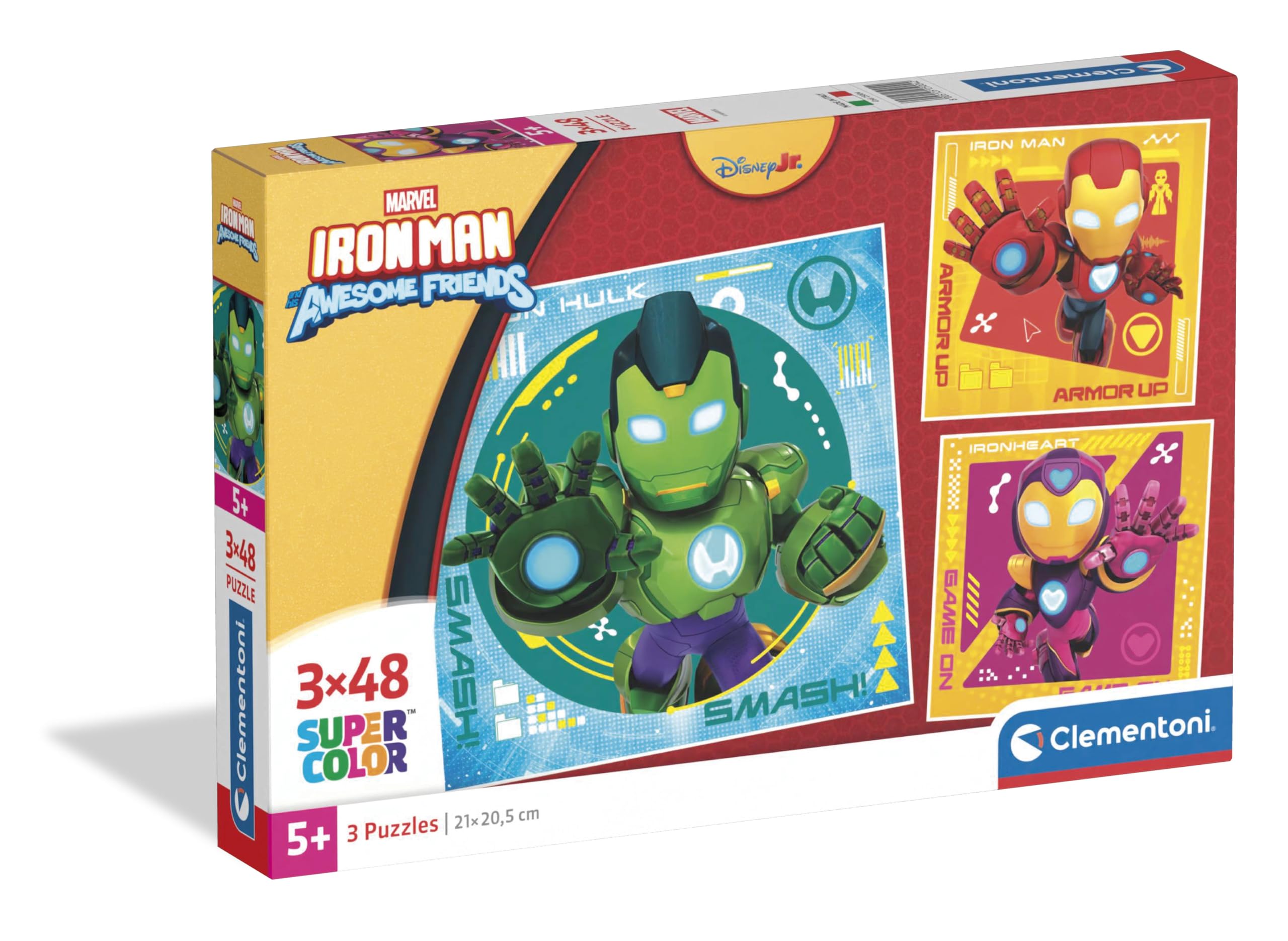 Clementoni Ironman and Friends Kinder Puzzle 3 x 48 Teile | Iron Man Puzzle 32 x 22 cm für Kinder ab 4 Jahre - Puzzle von Clementoni 25004