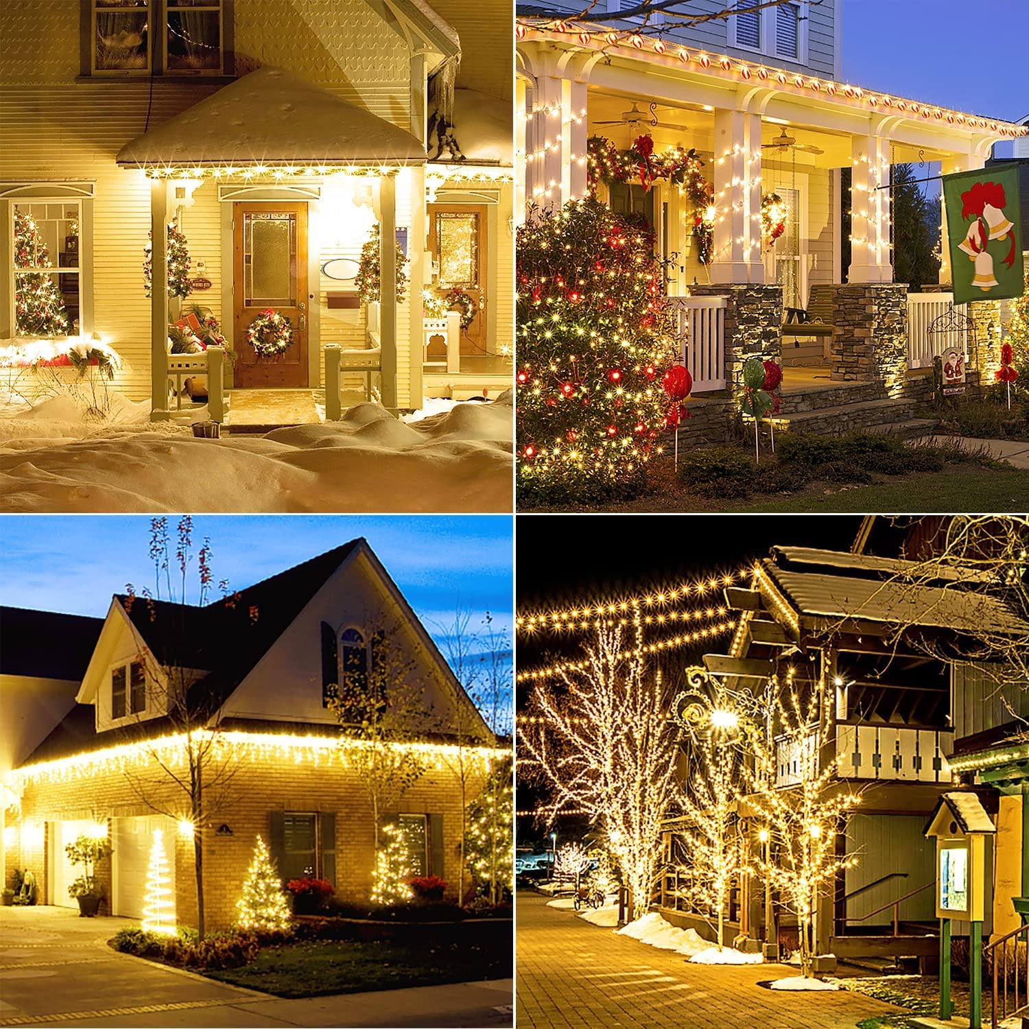 owwasd [2 pezzi Catena luminosa solare per esterni, 14 m, 120 LED, per esterni, resistente alle intemperie, per balcone, alberi, terrazze, matrimoni, feste, giardino (Bianco caldo)