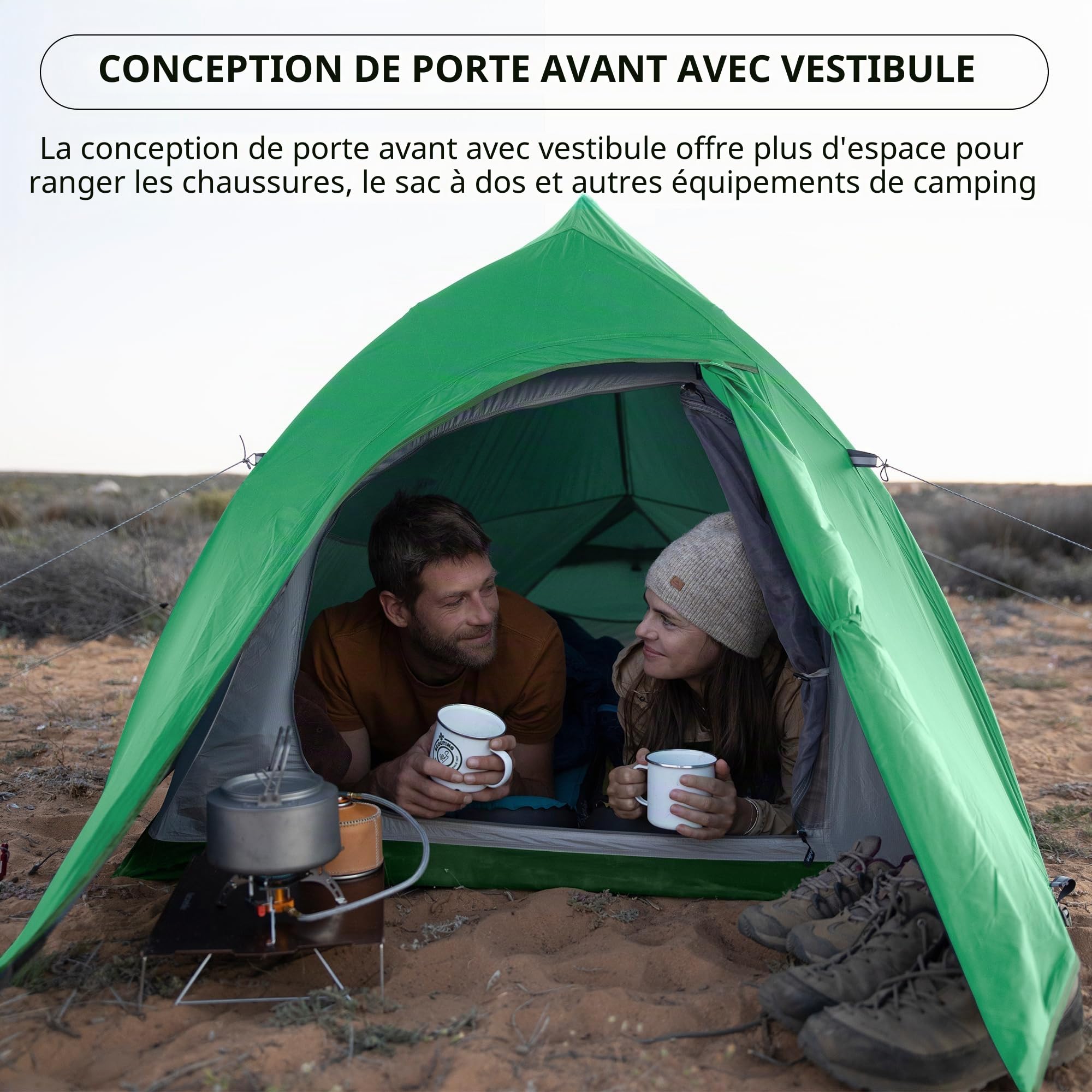 Naturehike Cloud-Up 2 Tente de Camping 2 Personnes 3-4 Saison Sac à Dos Léger Tente de Randonnée(Vert Upgrade 210T)