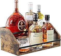 Nuovoware Liquor Bottle Shelf, Wine Rack Liquor Cabinet 2 Steps, Bar Cabinet 8 Bottles, Mini Bar Home Retro Liqueurs, Wine Counter Shelves, Wood