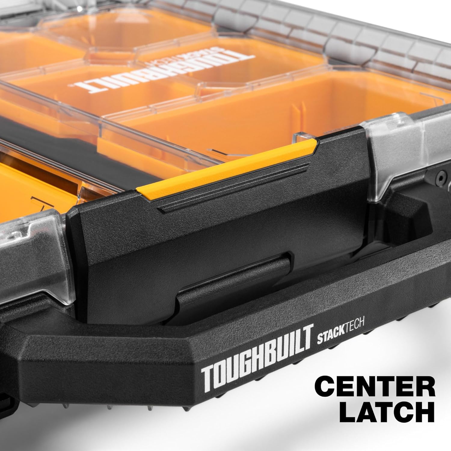 ToughBuilt – StackTech Low Profile Organizer, Slim Modular Storage with Clear Lid, Auto-Locking System & Customizable Compartments (TB-B1-O-10)