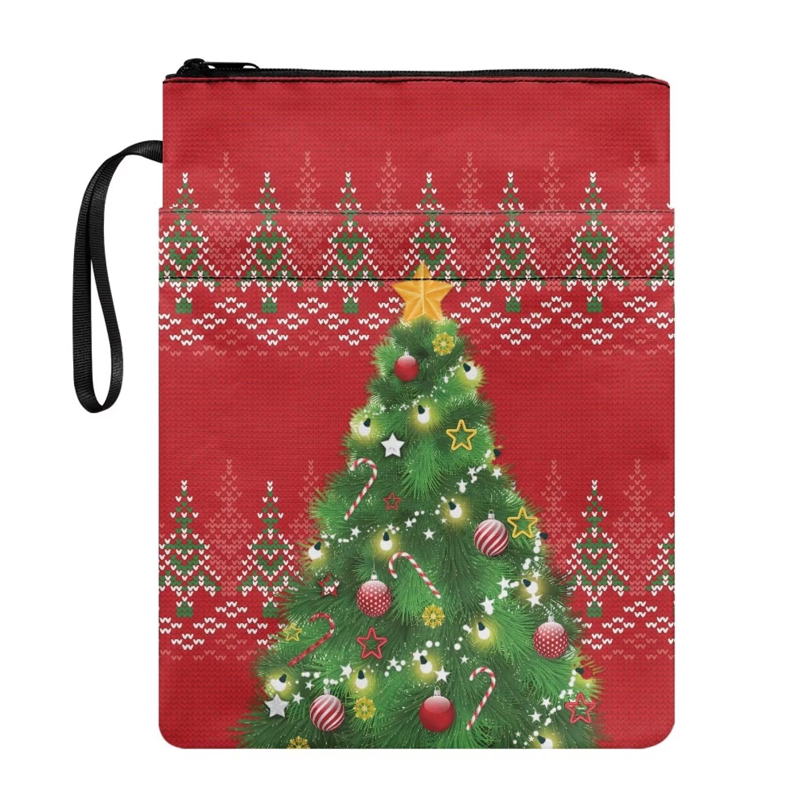Xoenoiee Christmas Tree Pattern Book Covers Book Sleeve for Teen Adult Book Protector Cover for Hardcover Paperback, Book Sleeve Pouch with Zipper Closure