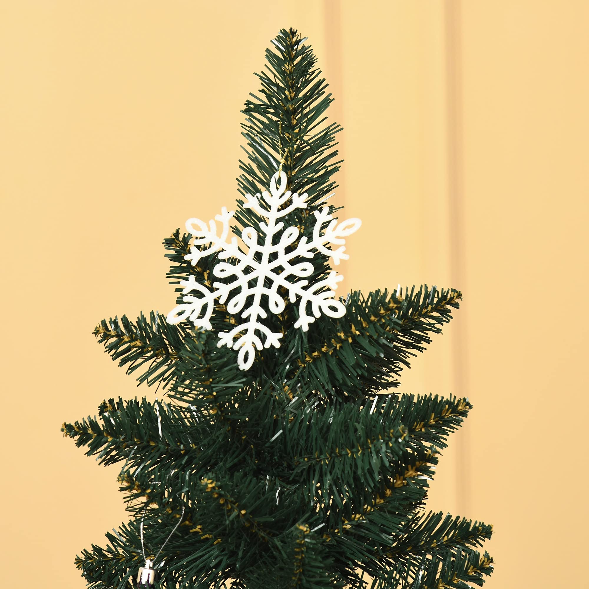 HOMCOM Árbol de Navidad Estrecho 180 cm, Árbol de Navidad Artificial con 380 Ramas, Base Plegable y Soporte Metálico, Fácil Montaje, para Salón, Interior, Verde
