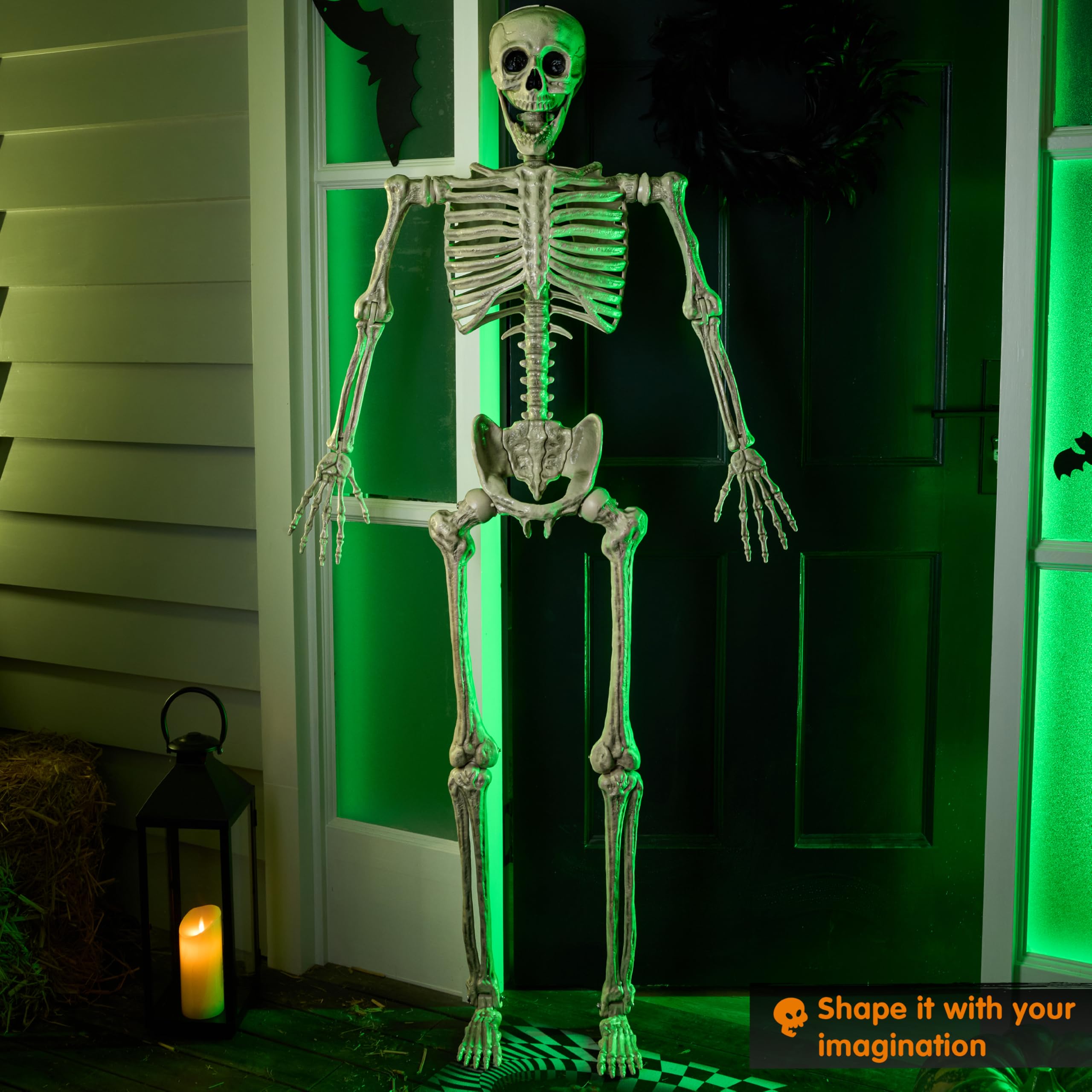 Image secondaire de JOYIN Squelette d'halloween réaliste Taille réelle de 1,5 m avec articulations Mobiles pour décoration d'intérieur et d'extérieur