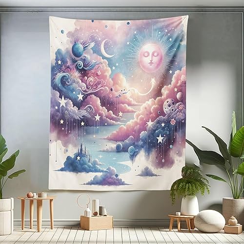 Miniatura 100 de Ambesonne Tapiz hawaiano, Costa Na Pali en la isla de Kauai en Hawái, día soleado, horizonte de montaña, colgante de pared para dormitorio, sala