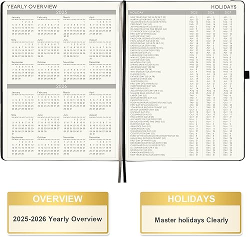 Miniatura 5 de Agenda 2025-2026  Agenda semanal mensual grande 2025-2026, 8.5 x 11 pulgadas, julio 2025 a junio 2026, cubierta de cuero con papel grueso, bolsillo