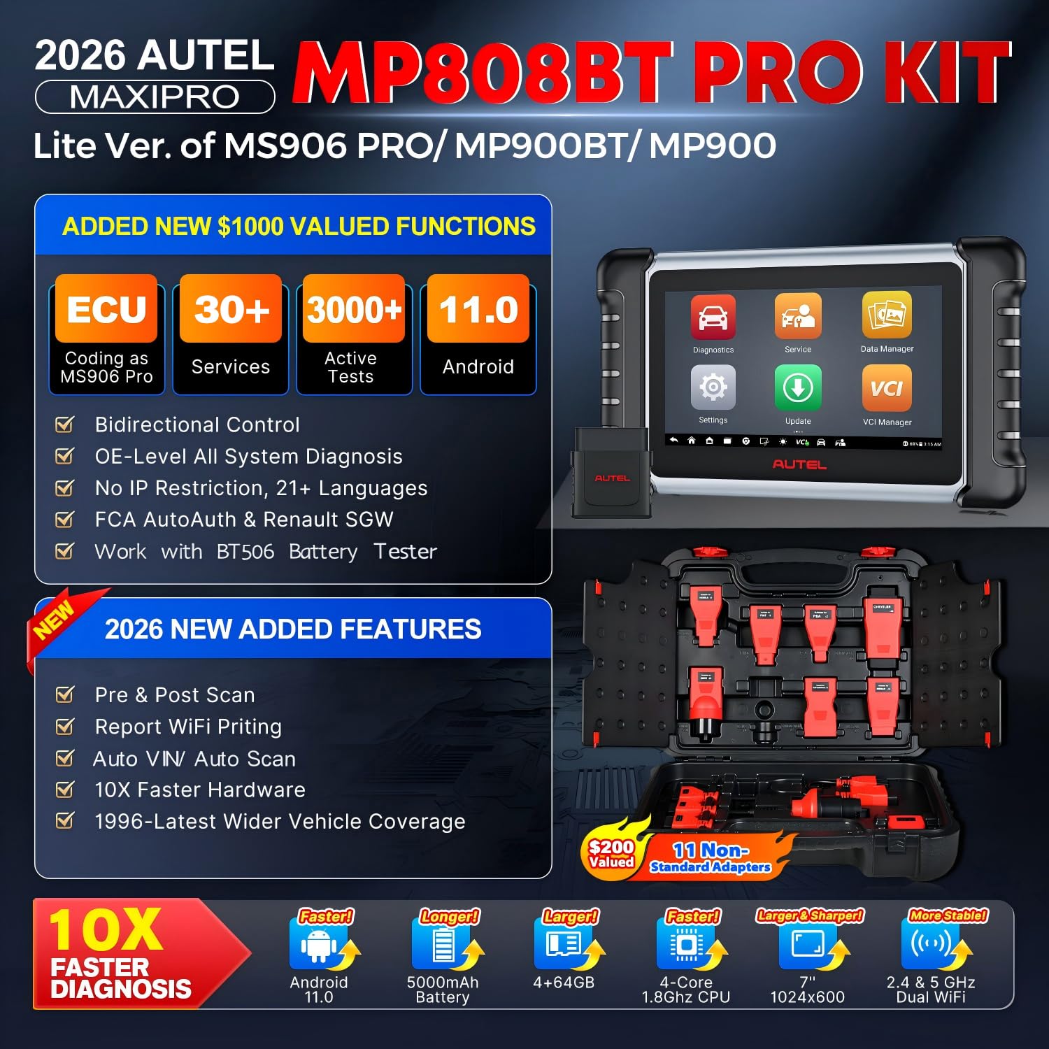 Amazon.co.jp: Autel MaxiPRO MP808BT PROキットスキャナー:2年間の