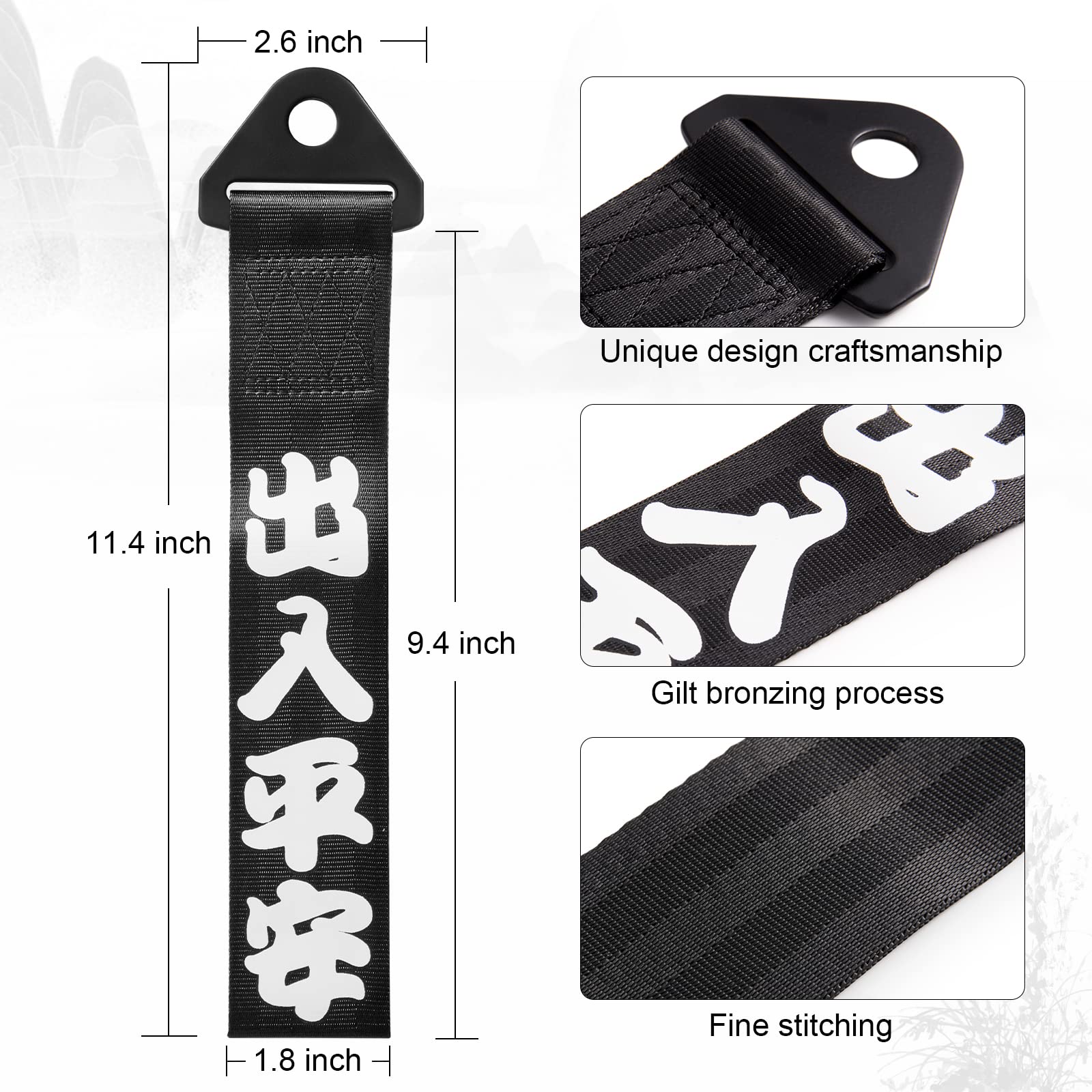 Brand New Supreme Race High Strength Black Tow Towing Strap Hook For Front Rear Bumper Jdm - View #5