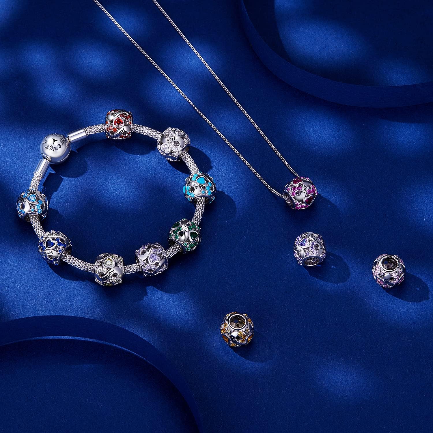 Birthstone Charm Jewelry 925 Sterling Silver Infinity Love Heart Charm Openwork Bead for European Bracelets and Necklaces with 5A Cubic Zirconia, Birthday Mothers Day Jewelry Gifts for Women & Girls - Image 5