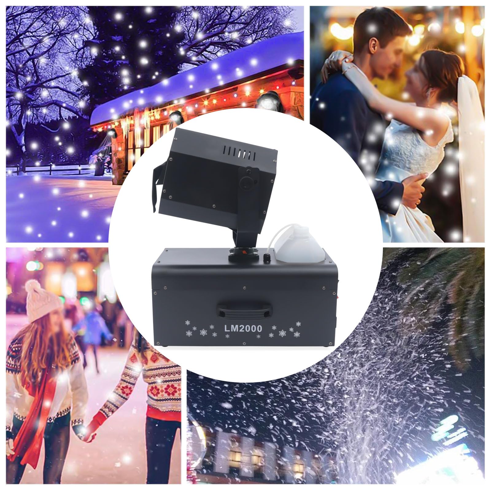 Snowflake Making Machine, 2000W Stage Snow Machine Rotatable Artificial Snow Blower with Remote Control, Adjustable Snow Volume Fake Snow Maker Snow Effect Machine for Ceremony Party Weddings