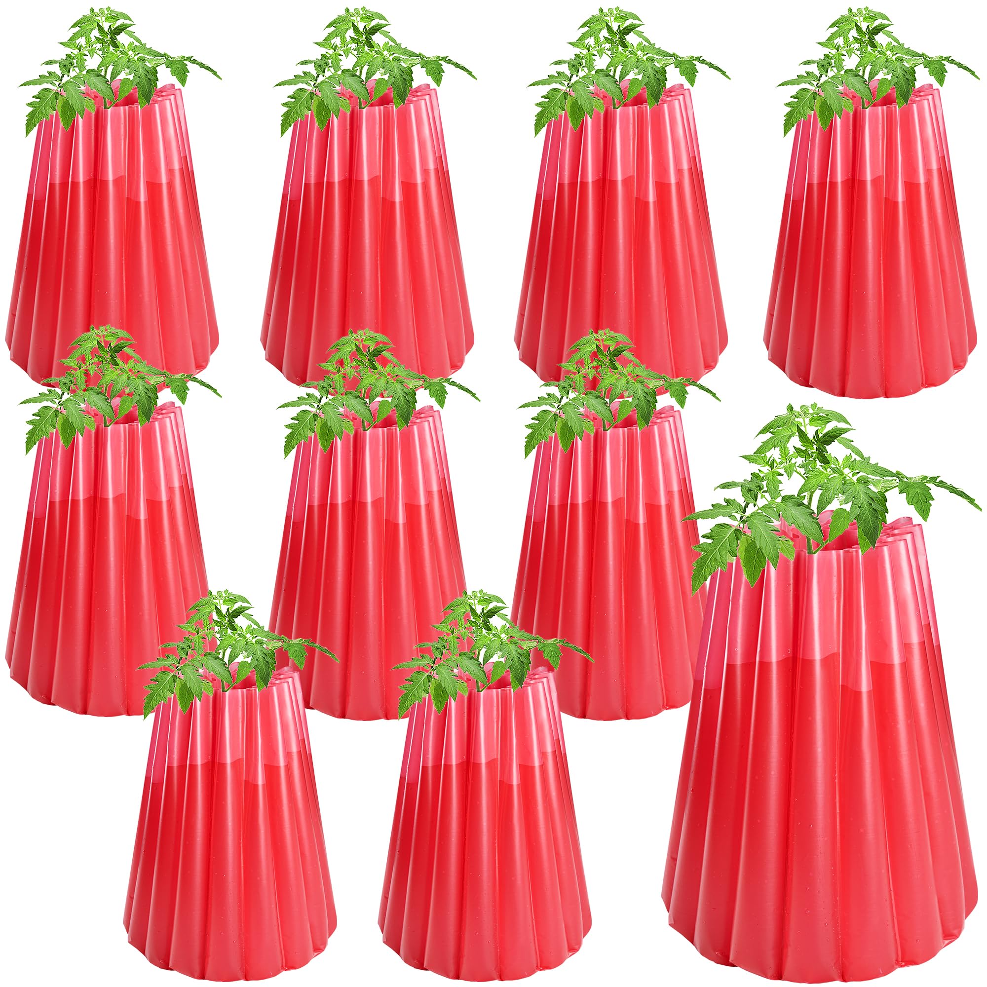 10 Pack Insulating Plant Protective Cover - 18.3 x 18.3 Inch Water Freeze Protects Plants - Early Season Plant Insulators for Winter Frost Protection(10, Red)