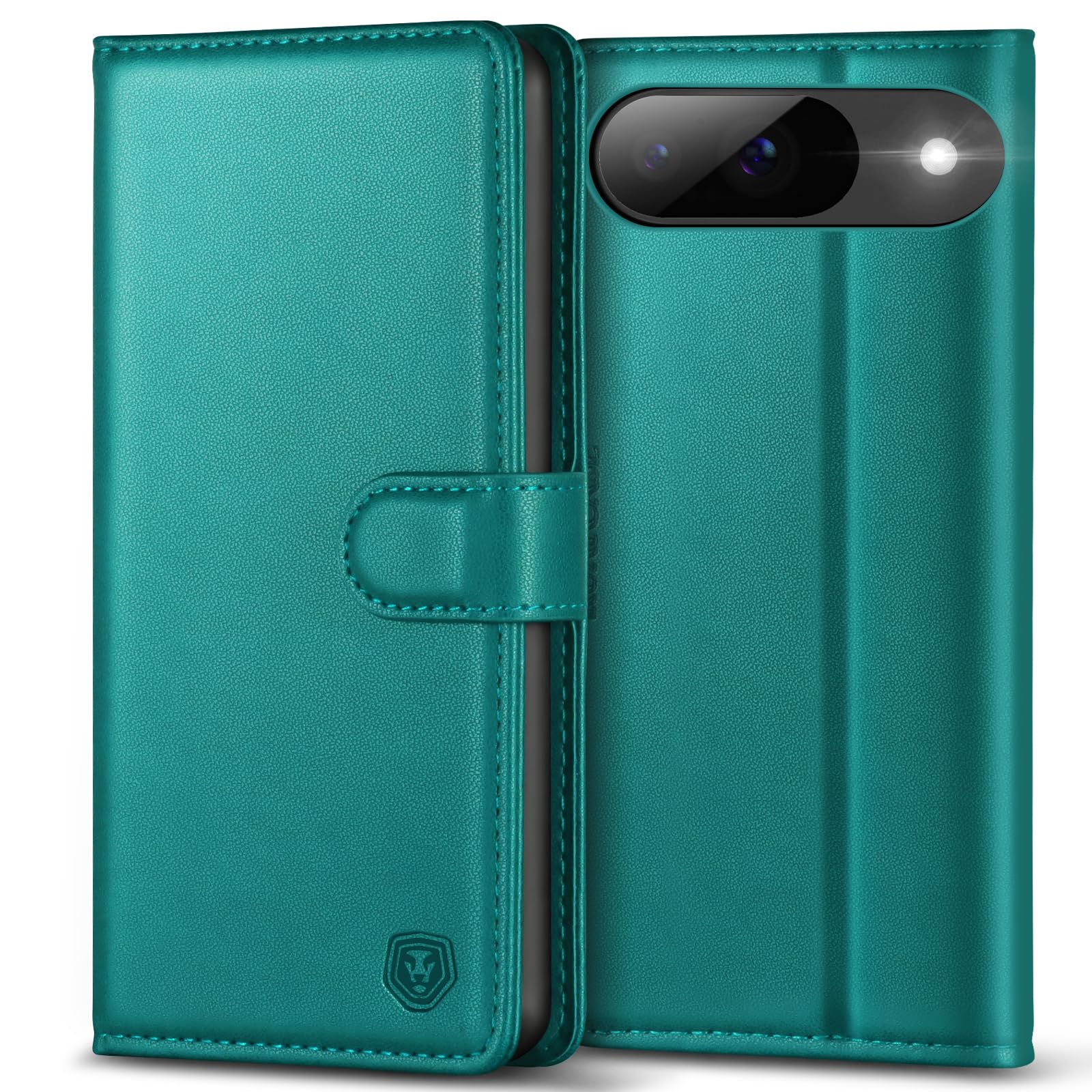 Coque Pixel 9 et 9 Pro Kuafcase bleu lac avec porte-cartes et support - 8