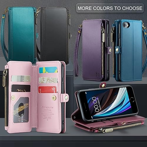 Miniatura 7 de Funda compatible con iPhone SE, para iPhone 87SE 2nd 2020SE 3 funda tipo cartera con tarjetero, bloqueo RFID, funda magnética de piel sintética de