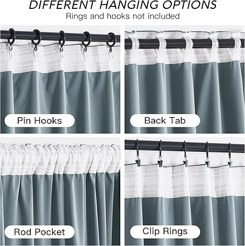 Miniatura 4 de RYB HOME - Cortinas de terciopelo azul piedra, opacas, para habitación infantil, aislamiento térmico, reducción de ruido, suaves, para ventanas de