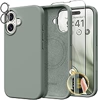 Vista 110 de GONEZ Funda de silicona para iPhone 14 Pro Max, compatible con MagSafe, con protector de pantalla + protector de lente de cámara, silicona líquida a