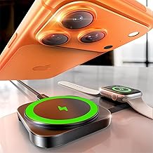 LISEN Wireless Charger MagSafe for iPhone 17 and Samsung Base Charger Apple Watch Wireless Charger Mini 3 in 1 Charging Station Travel Accessories for iPhone 17 16 15 Pro MAX Air iWatch AirPods