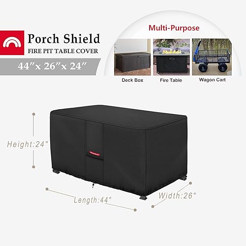 Miniatura 2 de Porch Shield Cubierta para hoguera de patio, impermeable, 600D, rectangular, para exteriores, protector para mesa de fuego, 44 x 26 pulgadas, color