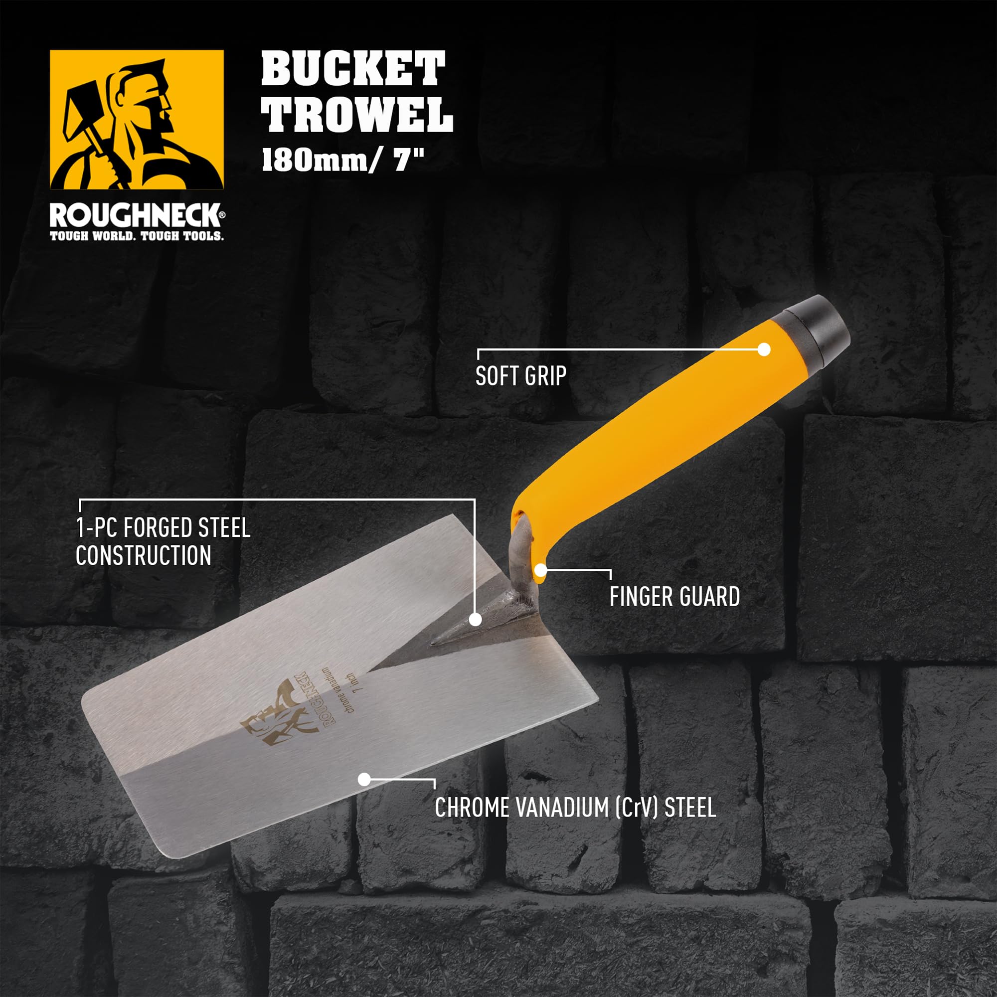 ROUGHNECK® ROU51070 CRV - Paleta de cubo de acero de 180 mm