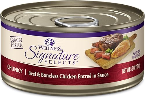 Wellness CORE Signature Selects - Alimento húmedo sin granos para gatos, alimento natural para mascotas hecho con carne real (carne de res y pollo