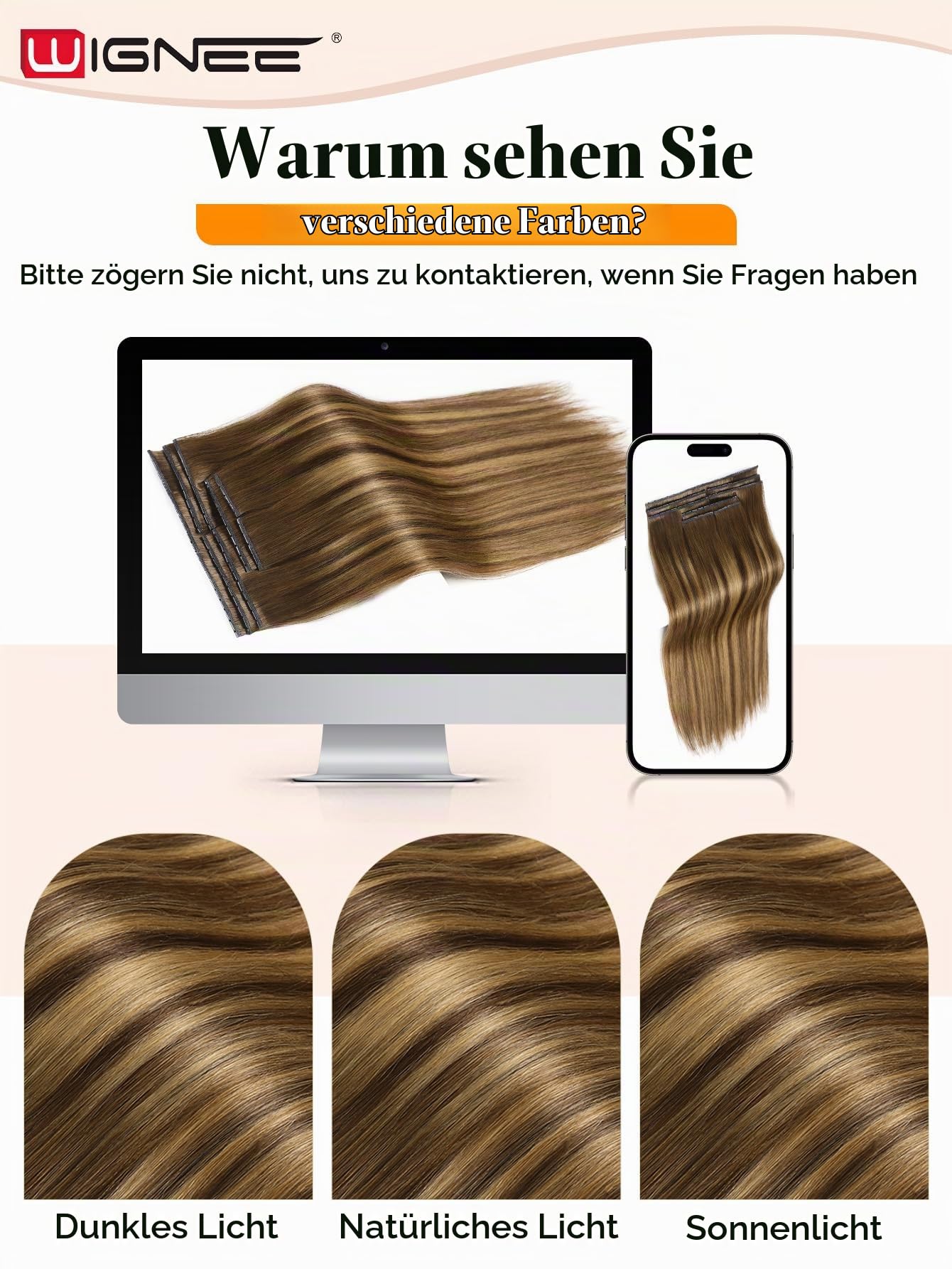 WIGNEE 100% Echthaar Extensions 51 cm (20 Zoll) Double Weft Remy Human Hair mit Micro Beads, 2 Packs 100 g Strähnchen Blond – Wiederverwendbar für Damen, Salon Look Volumen für Alltag & Hochzeit