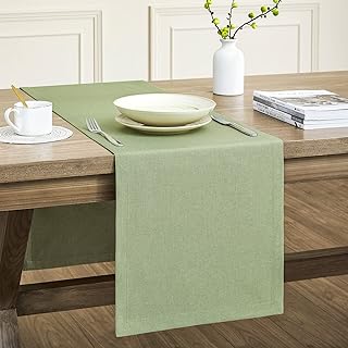 ZeeMart Basic Linen Style Table Runner, 14 x 72 Inch Sage Green, Rustic ...