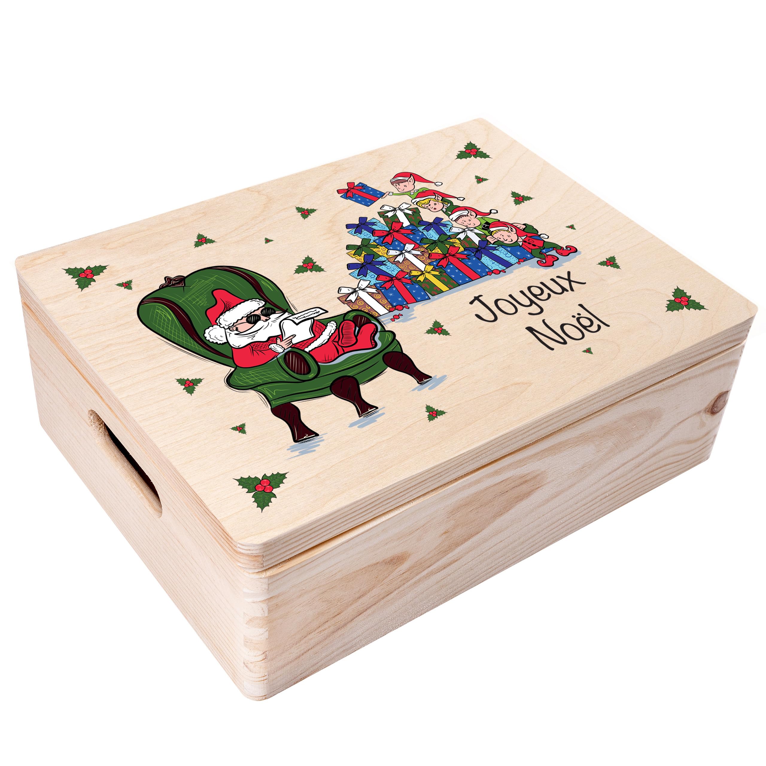 Boîte En Bois Personnalisée Texte Au Choix – Creative Deco – Coffret Cadeau Gravé 40×30×14 Cm