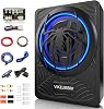 1200W Subwoofer, Car Subwoofer and Amperage Package under Slim Seat with Ambient Light, Individual Controls for Low Pass, GainBoost Bass, Large Stereo Sound, Deep Bass Perfect for TruckSUVJeepMPV