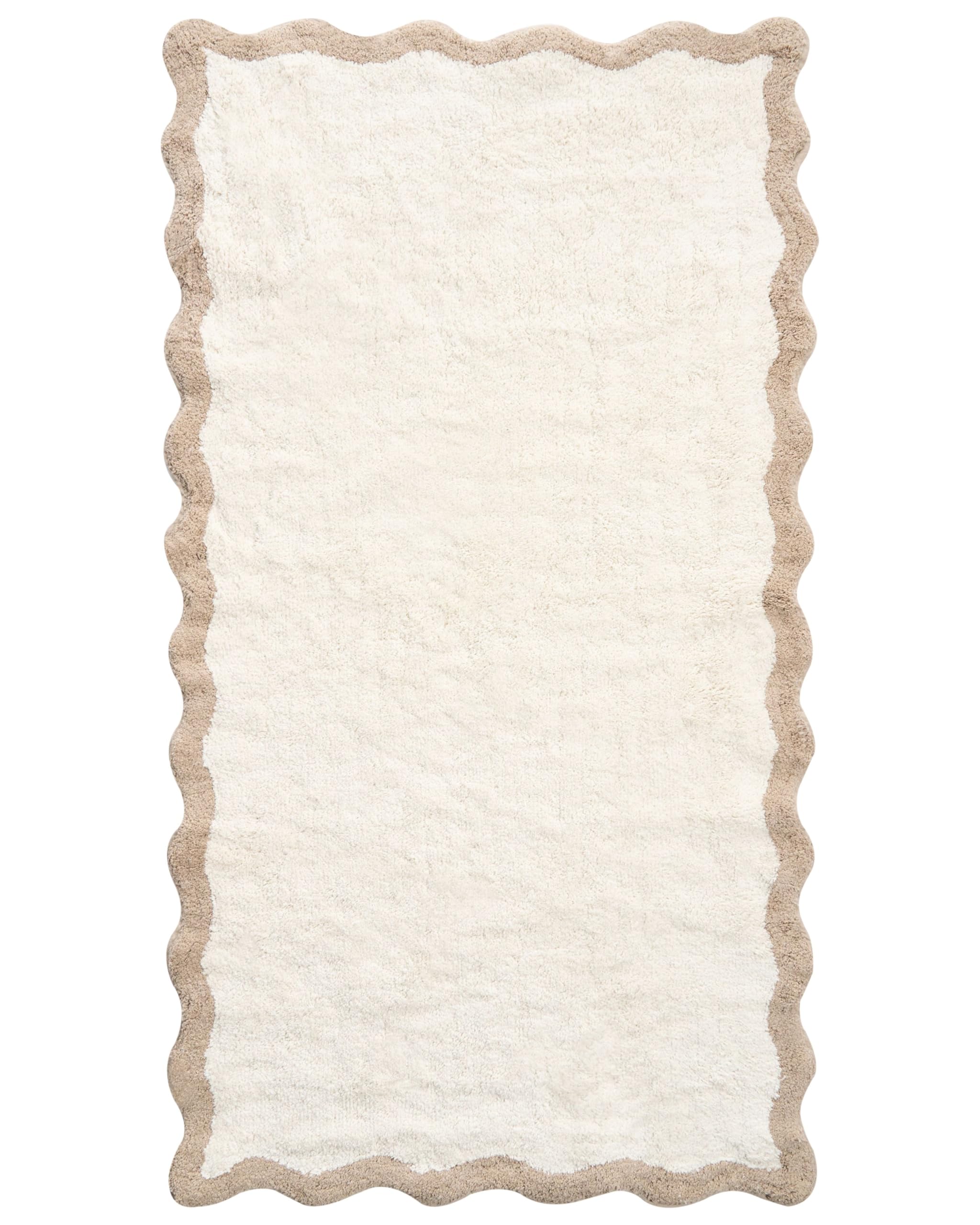 Beliani Tappeto da bagno in cotone rettangolare 80 x 150 cm beige e marrone