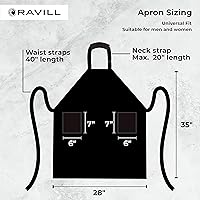 Vista 5 de Ravill Waterproof Apron For Men and Women - 2 Pockets - 35" Long Multi Purpose Work Aprons for Dishwashing, Dog Grooming 1 Pack - Black