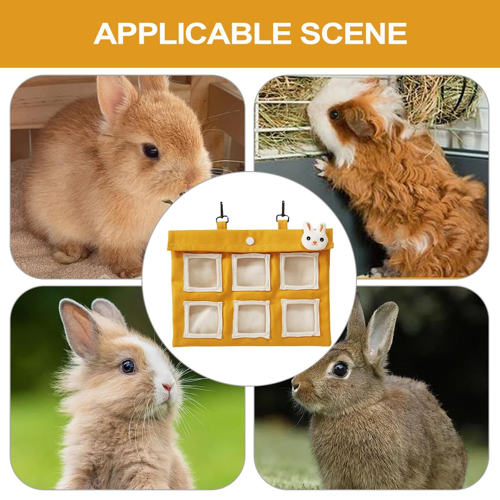 Borsa Per Fieno Per Piccoli Animali - Con 4 Fori, Appendibile, Per Conigli E Porcellini D'India - Foto 3