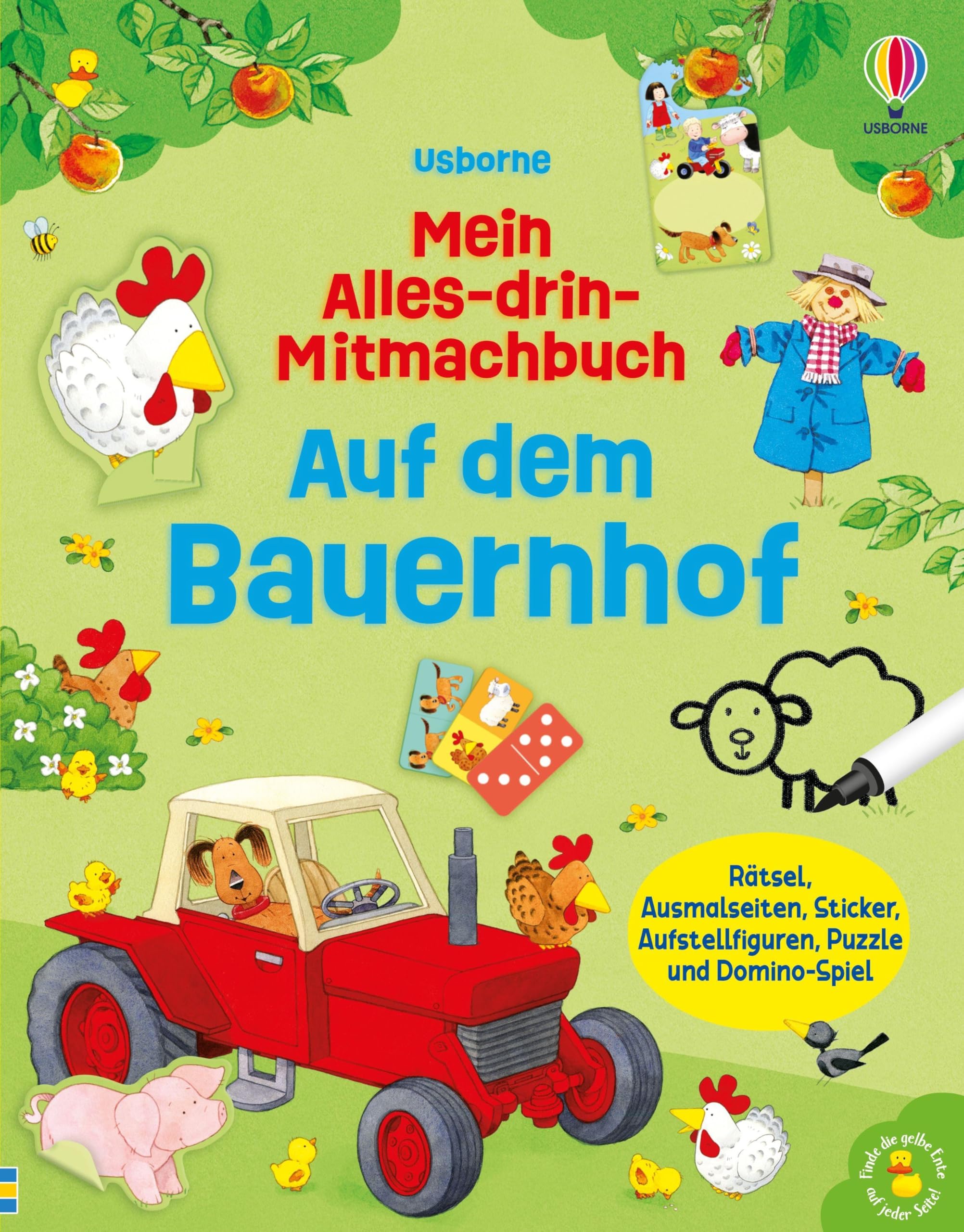 Mein Alles-drin-Mitmachbuch: Auf dem Bauernhof: Rätsel, Ausmalseiten, Sticker, Aufstellfiguren, Puzzle und Domino-Spiel – vielfältige Beschäftigungen ... ab 4 Jahren (Meine Alles-drin-Mitmachbücher)