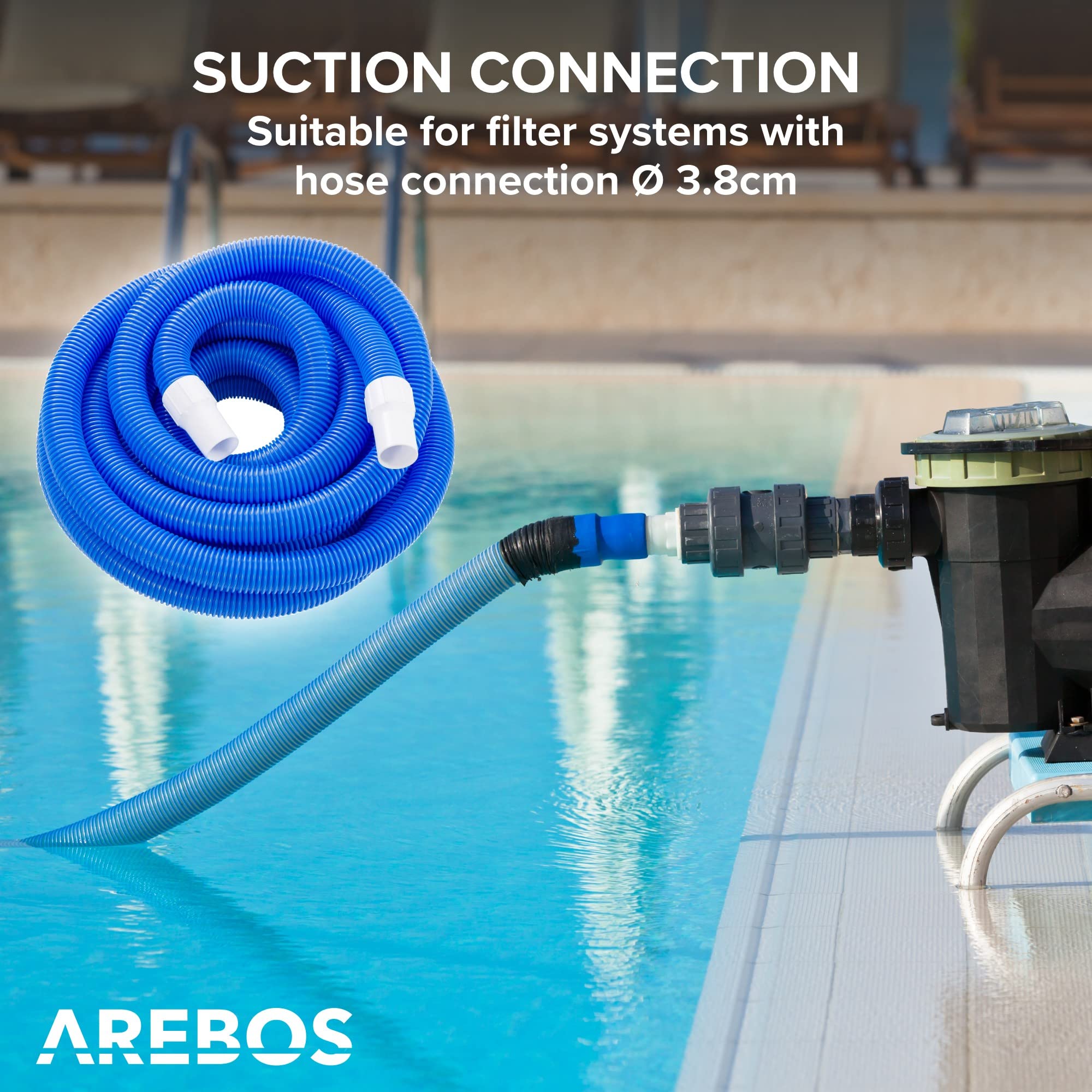 Arebos Spazzola Piscina | Aspiratore Manuale Fondo Piscina | Spazzola con Manico Telescopico e Tubo | Pulitore per Pavimento e Pareti