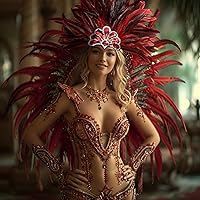 Vista 26 de HOMELEX Tocado de plumas negras para mujer, accesorios de carnaval caribeño