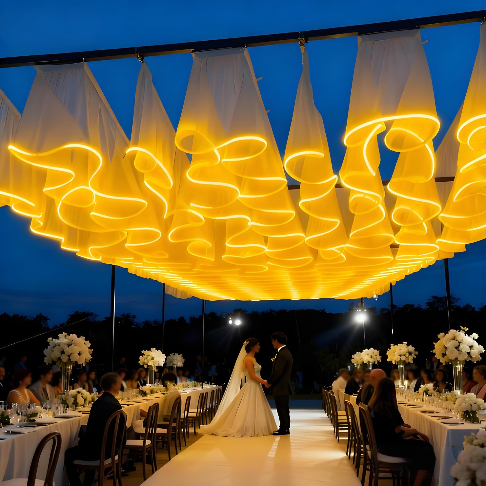 Wiederverwendbarer Deckenlichtstreifen, 50/100 m, 40–90 cm, Hochzeit, Geburtstag, Party-Dekoration(Long50M-Height50cm)