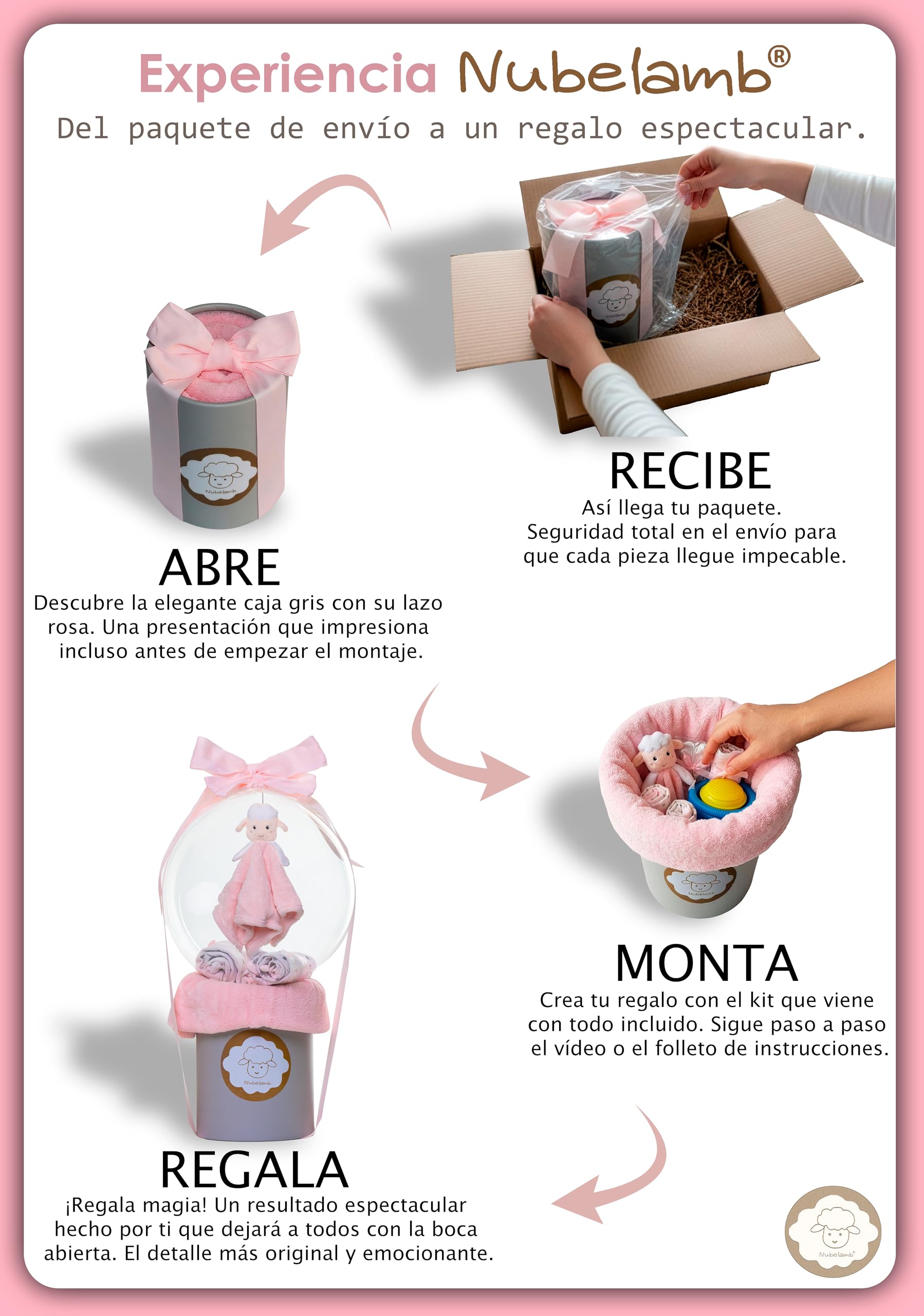 Regalo Bebé Recién Nacida Niña, Canastilla con Globo | Sorprende con un regalo único: prepara tú mismo el globo con la ropita y el peluche y crea una presentación inolvidable.