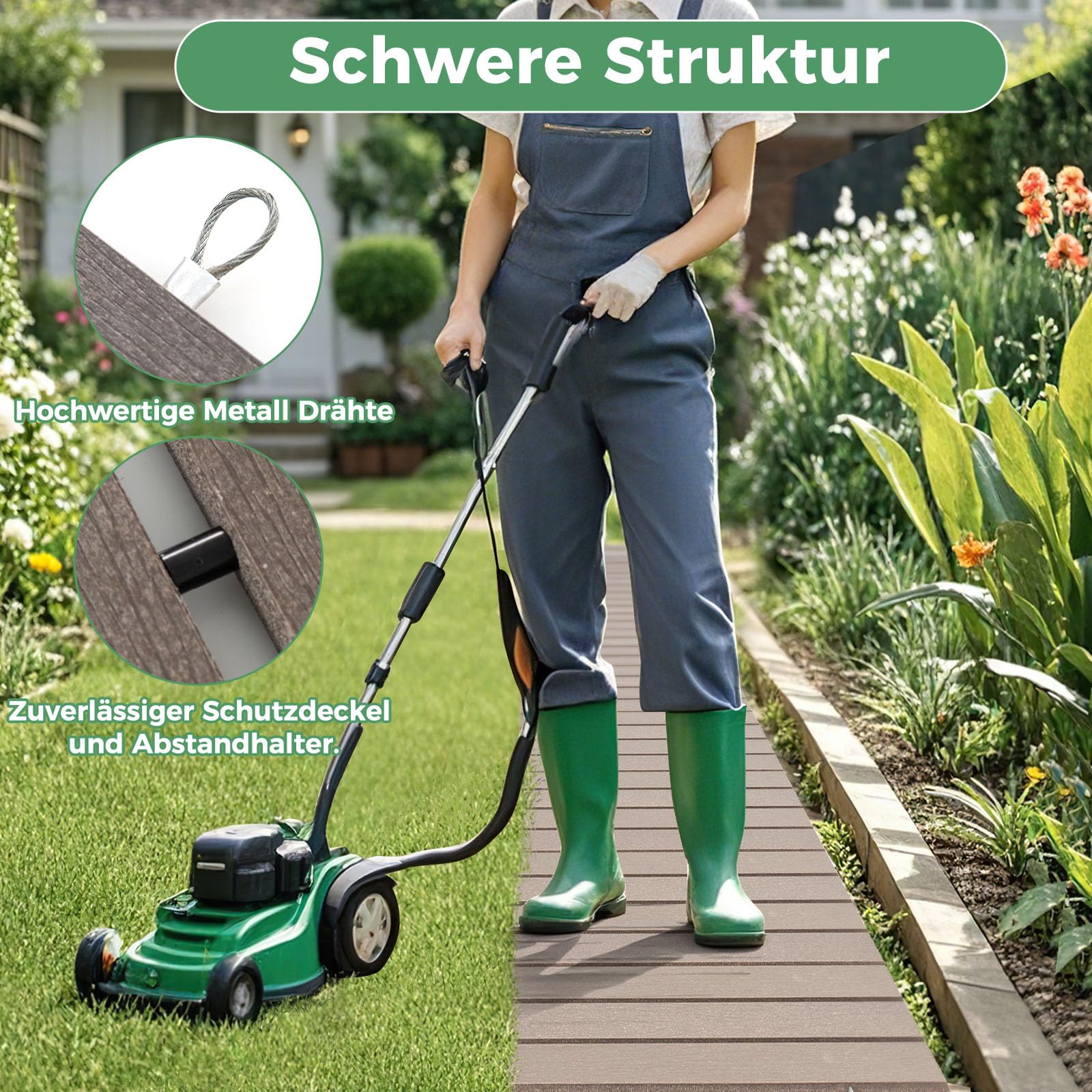 GOPLUS Rollweg, 242 x 43 cm Gartenweg Gartentritt wetterfest aus HDPE mit Holzoptik, Dekorative Holztritt Holzweg Gartenrollweg ausrollbar für Garten Hof Outdoor-Hochzeit