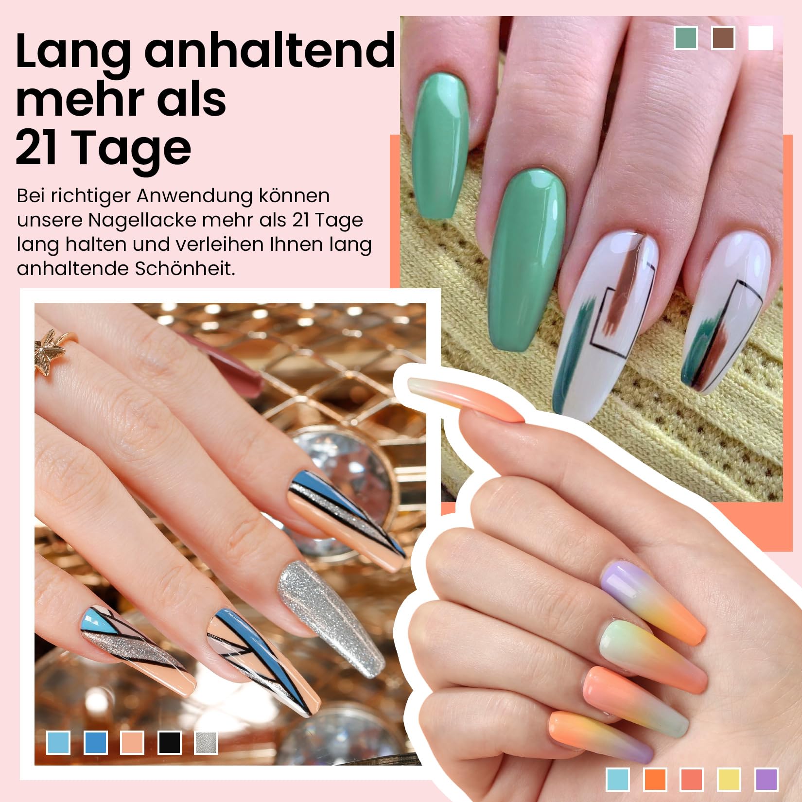 VANREESA U V Nagellack Set, 50 Stück Gel Nagellack Set mit Unterlack und Überlack 45 Farben Gelnägel Starterset Rosa Lila Schwarz Maniküre Kit Soak off Gel Nail Polish Geschenk für Frauen