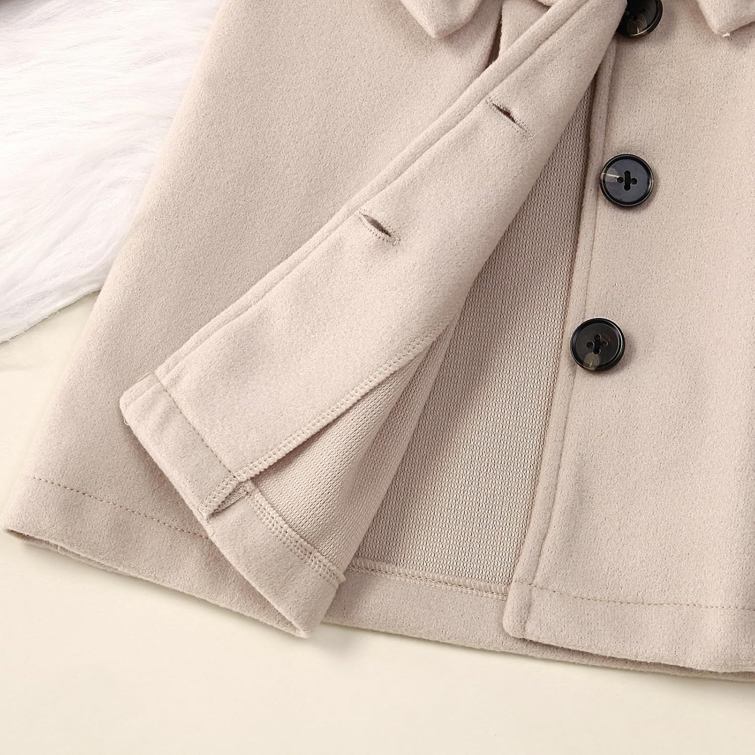 Toddler Baby Girl Dress Coat Lapel Button Jackets Clothes Long Sleeve Solid Color Fall Winter Outfit - Image 7