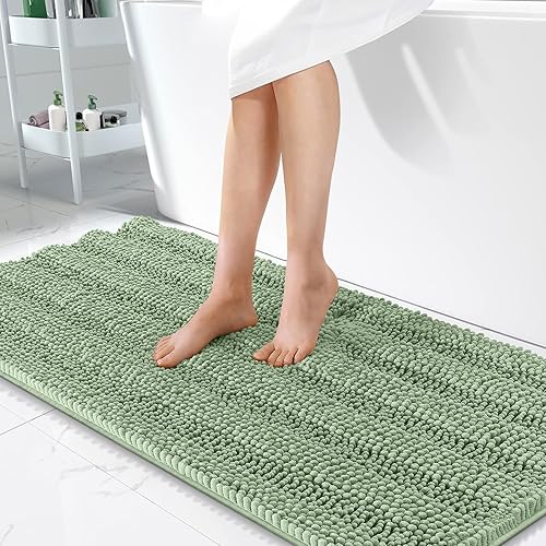 Miniatura 32 de OLANLY Tapetes de baño gruesos de felpilla a rayas de 30 x 20 pulgadas, extra suaves, absorbentes, con parte trasera de goma, se pueden lavar