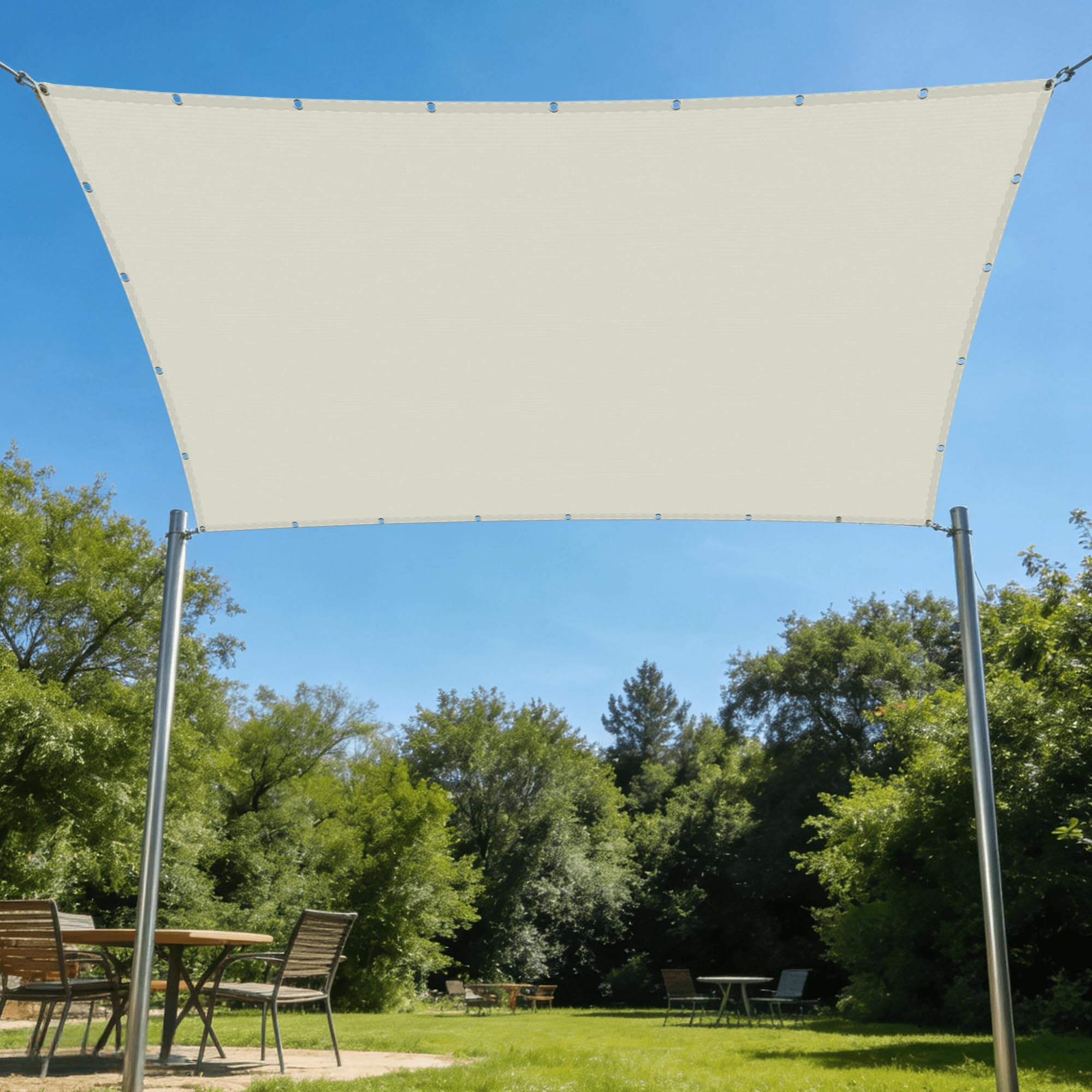 Voile d'ombrage rectangulaire pour jardin et terrasse 260x400 cm blanc cassé