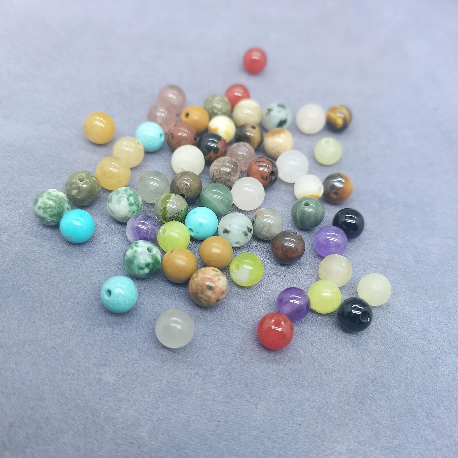 Maonewque 720pcs 6mm Natural Round Stone Beads Gemstone Beading Hole Size 1mm Crystal Energy Stone Healing for Bracelet Necklace Earrings Jewelry Making(24 Colors-4,6mm) - Image 7