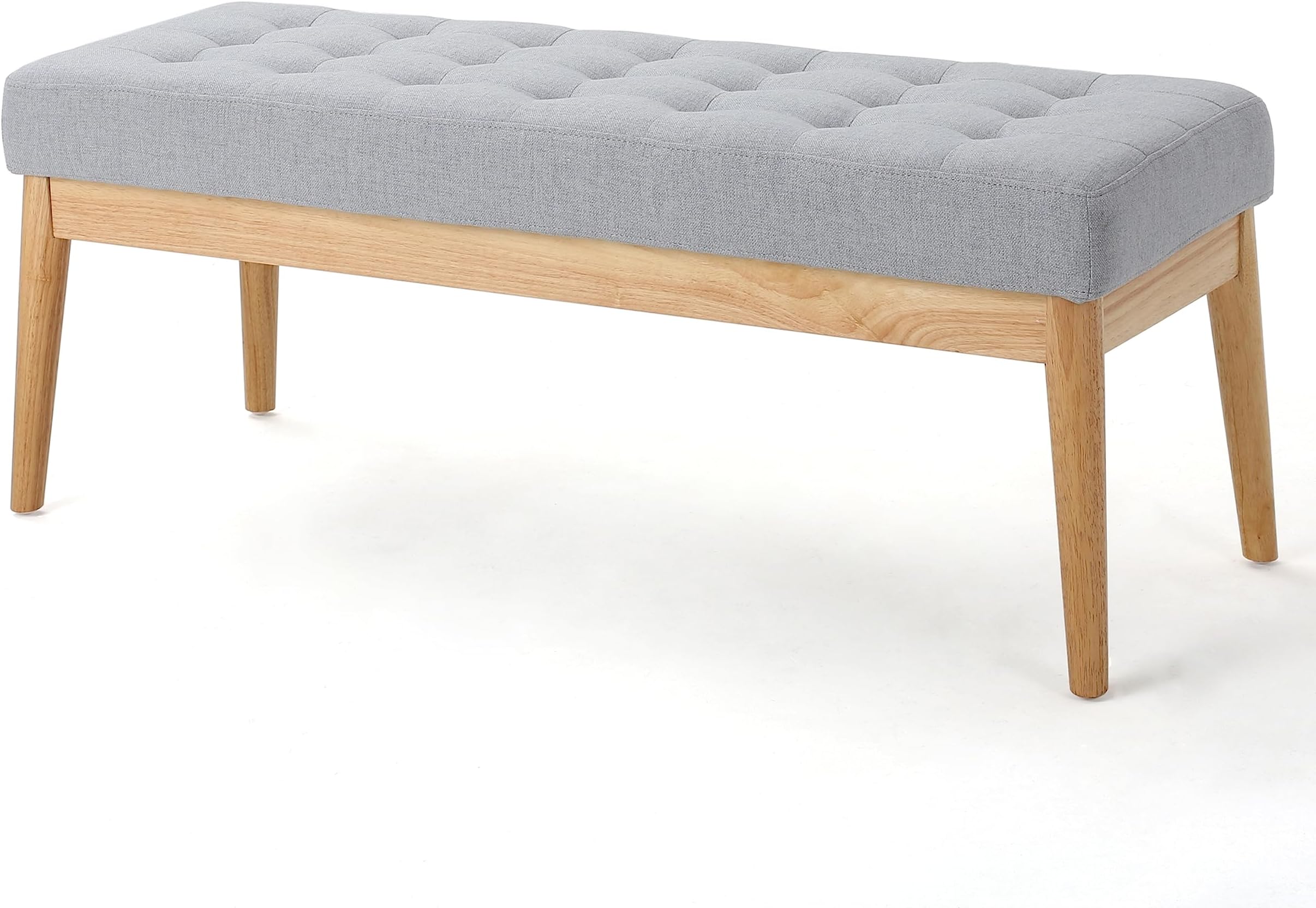 Christopher Knight Home Saxon Fabric Bench, Light Grey, 15.75” D x 43.50” W x 17.00” H