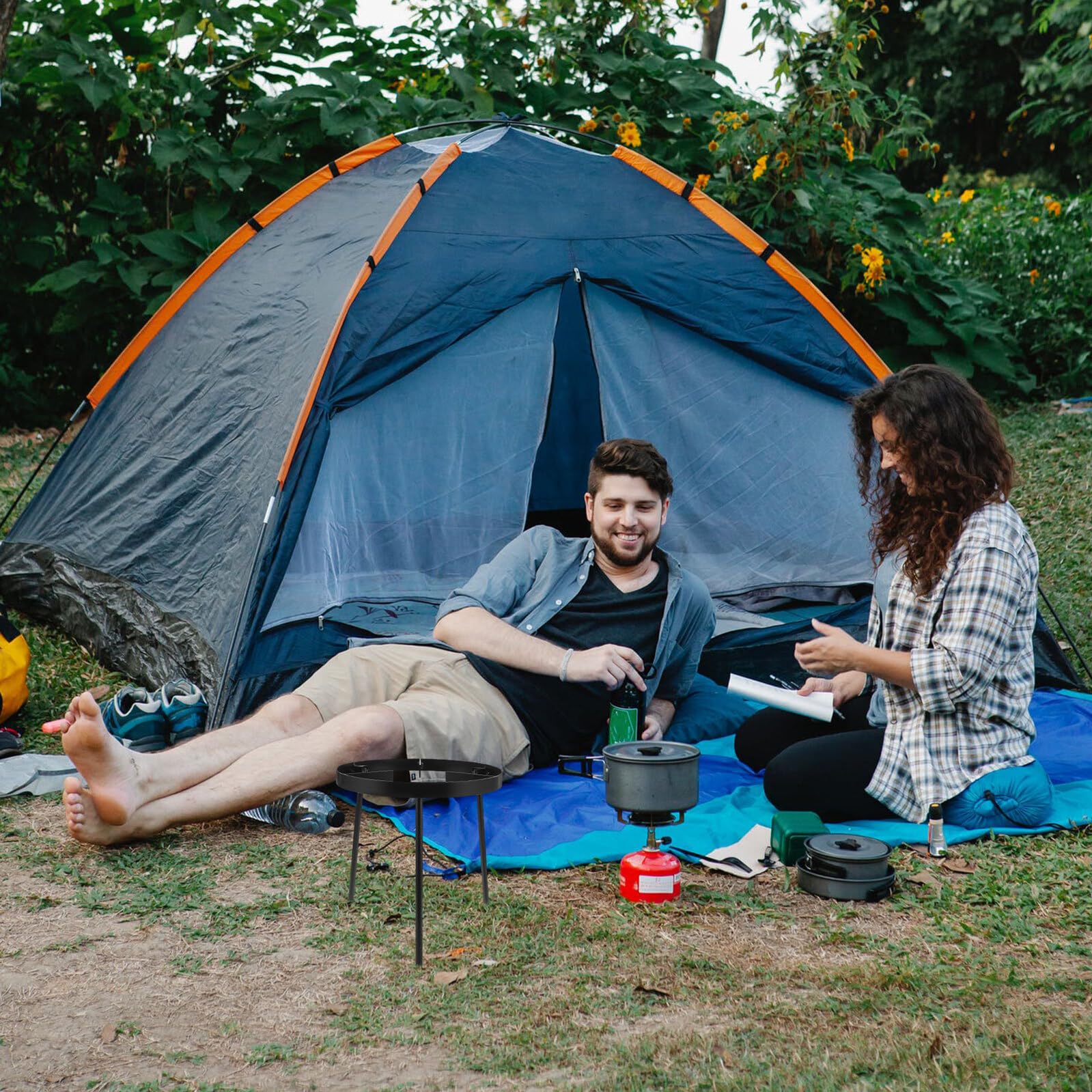 Trípode para Fogata de Hierro Fundido Negro Portátil para Cocinar al Aire Soporte Resistente para Ollas y Parrillas para Camping Barbacoas Picnic y Reuniones al Aire