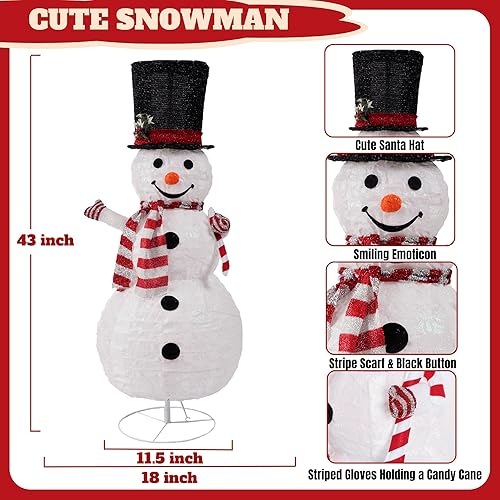 Miniatura 3 de Buheco Muñeco de nieve iluminado para decoración de Navidad al aire libre, muñecos de nieve iluminados para interiores y exteriores, decoración de