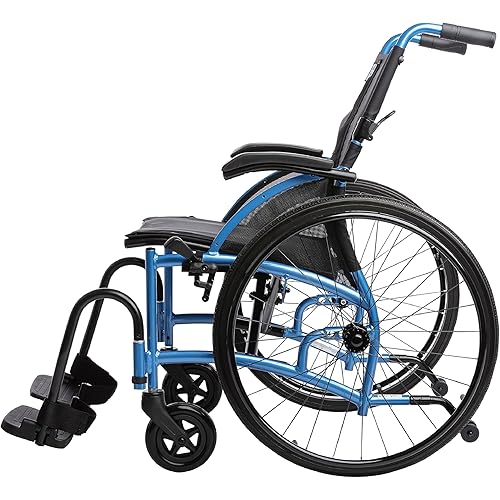 Comfort 24 Flip Lightweight Wheelchair for Adults - Folding Design for Transport with Ergonomic Built-in Adjustable Lumbar Back Support - Compact Frame - 18" Seat Width (Medium)
